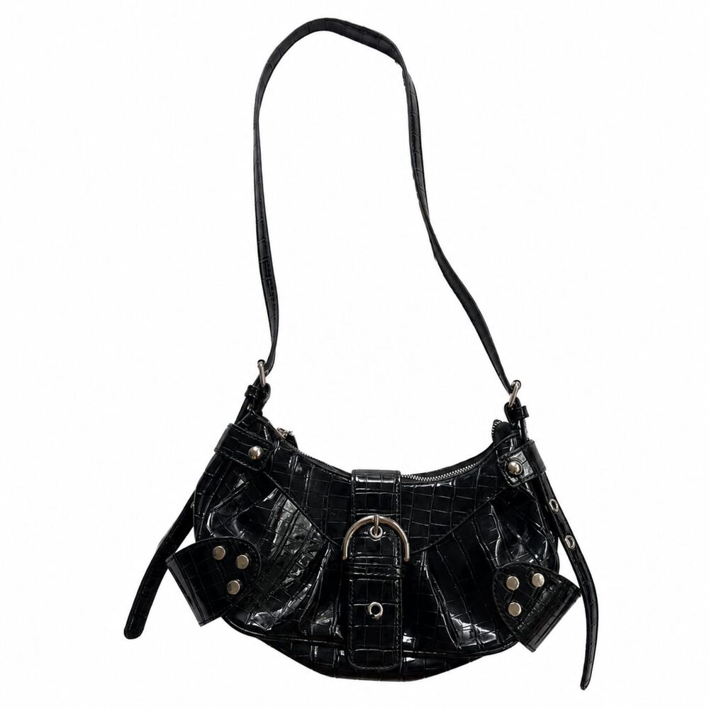 Y2K Black Croc Shoulder Bag 🖤